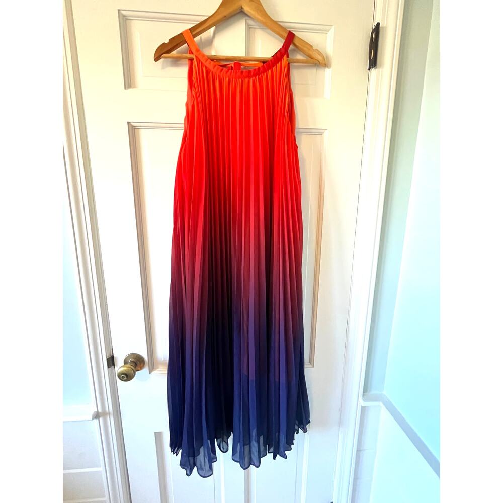 Chicwish Splendor of the Sunset Gradient Pleated Halter Midi Dress XS S ✨